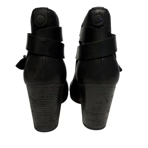 Rag & Bone Harrow Heeled Ankle Black Leather Boots Booties Women’s Size 40 / 10 - Picture 4 of 9